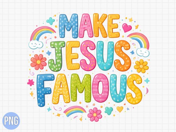 Christian Make Jesus Famous Colorful PNG T-Shirt Designs