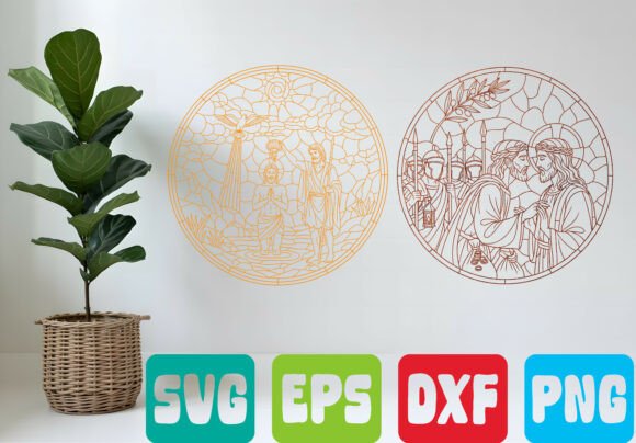 Christian Stained Glass SVG Set for T-Shirt Designs