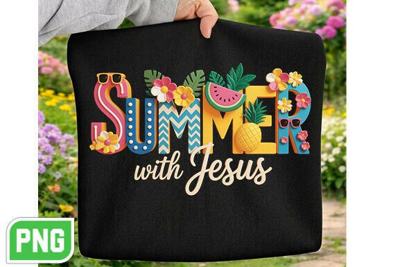 Christian Summer with Jesus Crochet PNG T-Shirt Designs