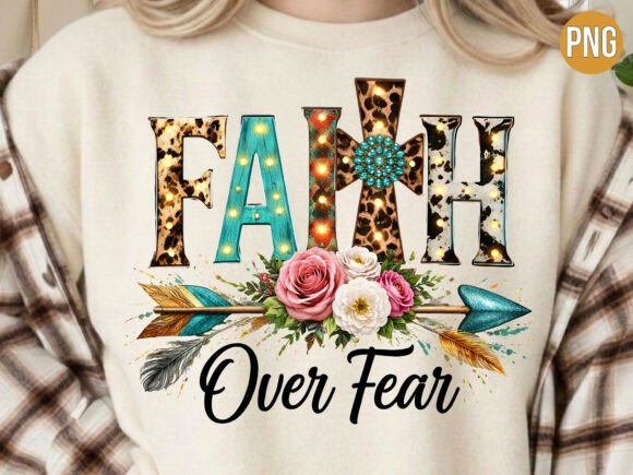 Faith over Fear Christian Leopard PNG T-Shirt Designs