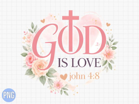 God is Love Floral Heart T-Shirt Designs