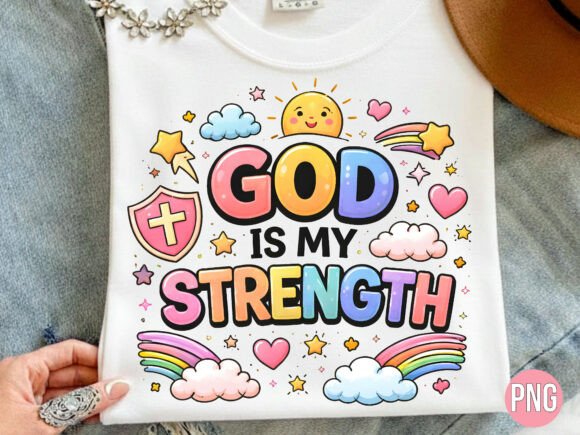 God is My Strength Rainbow Christian PNG