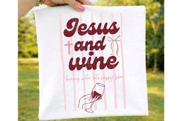 Jesus and Wine PNG, Striped Christian PNG for T-Shirt Designs