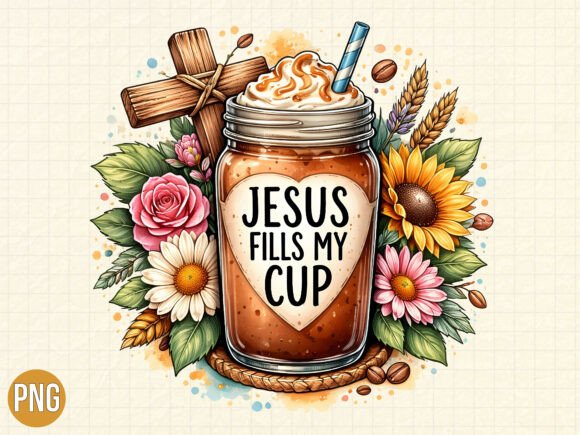 Jesus Fills My Cup Coffee PNG T-Shirt Designs