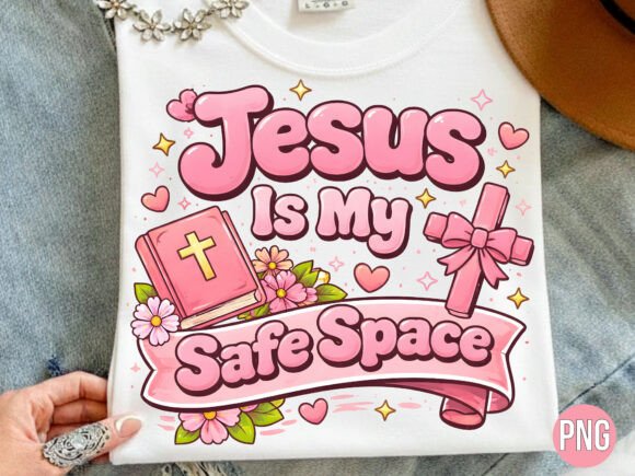 Jesus Is My Safe Space Pink Bible PNG: T-Shirt Designs
