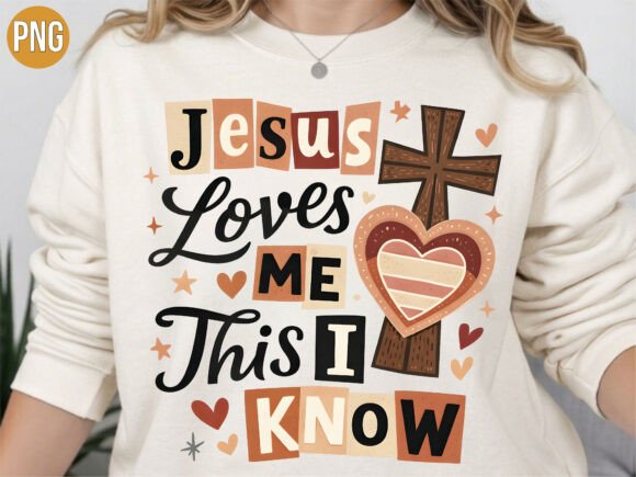 Jesus Loves Me Cross PNG for T-Shirt Designs