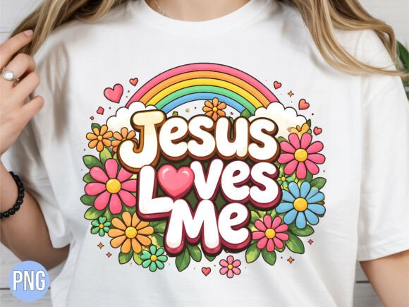 Jesus Loves Me Rainbow Christian PNG T-Shirt Designs