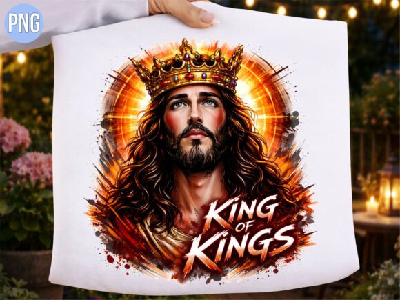 King of Kings Jesus Golden Crown PNG for T-Shirt Designs