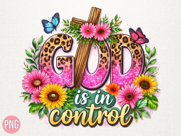Leopard God Is in Control Christian PNG T-Shirt Designs