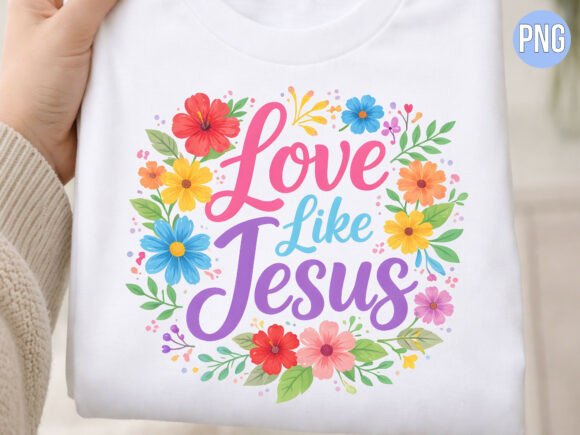 Love Like Jesus Colorful Floral PNG — T-Shirt Designs