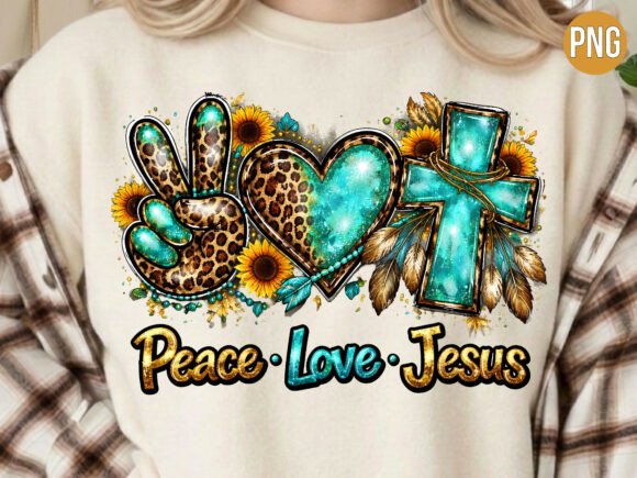 Peace Love Jesus Western Cross PNG: T-Shirt Designs