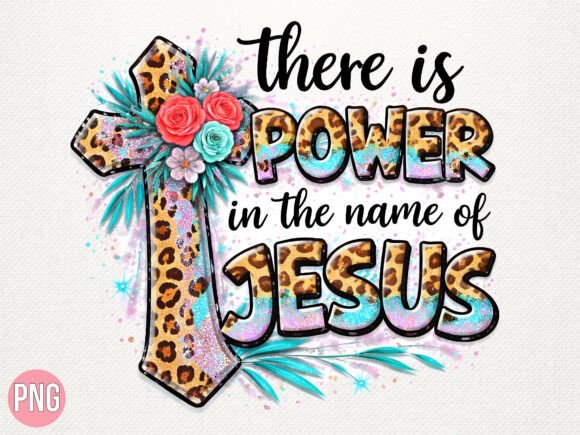Power the Name Jesus Leopard Cross PNG T-Shirt Designs