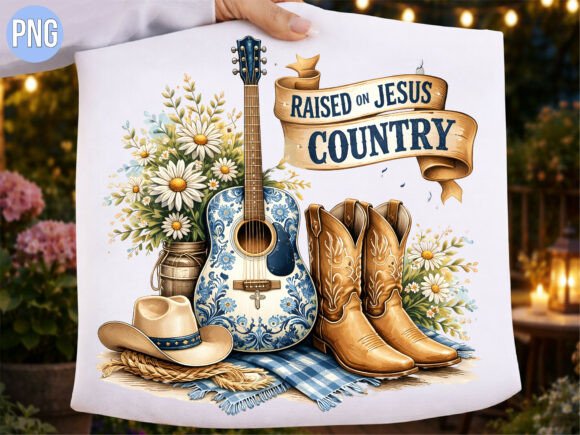 Raised on Jesus Country Music Shirt PNG & T-Shirt Designs